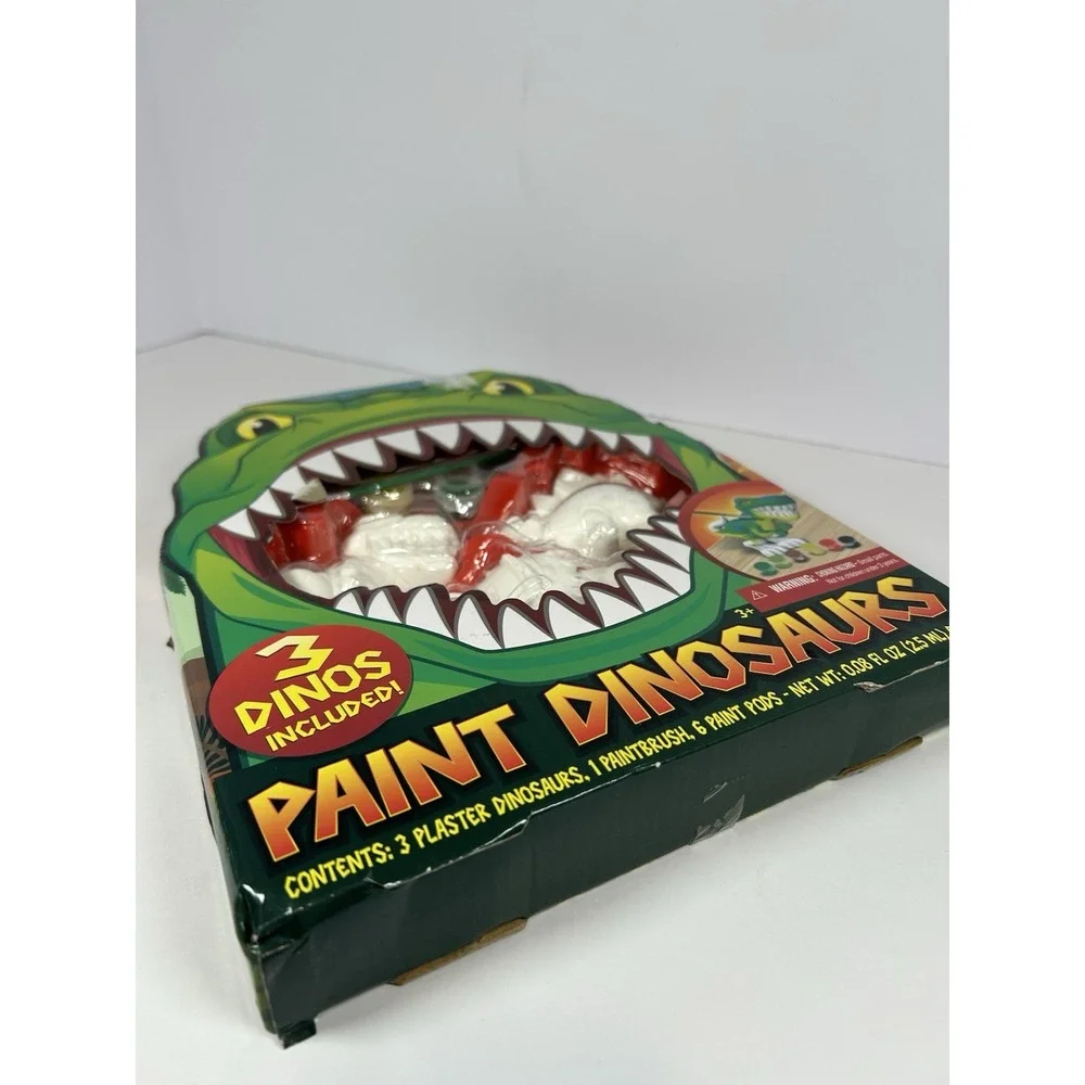 Tara Toy Paint Dinosaurs‎ 3 Plaster Dinos 1 Paintbrush & 6 Paint Pods Set